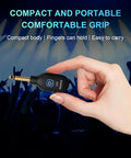 Hand holding 2.4GHz Wireless Guitar Transmitter, compact size for easy carry, Live Performance and Rehearsals use.