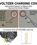 Rock Solid Heavy Duty Stator Kit For Kohler Ch Cv Engines 15 To 27 Horsepower showing old and new charging coils with wiring.