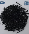 Pile of 210 Piece Six Gauge One And A Quarter Inch Drywall Screws Black Oxide Coated Carbon Steel For Wood And Drywall Projects