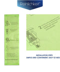 Installation instructions on a green 25 Pack Vacuum Cleaner Bags For Type CC And XL Upright Vacuums Micro Lined Replacement Bags package