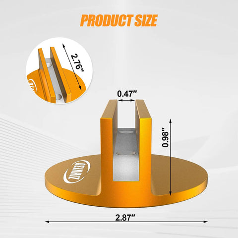 2Pack Magnetic Frame Rail Protector for Cars With Aluminum Grooved Pinch Weld Adapter, dimensions and orange finish