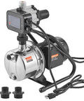 1HP Shallow Well Pump Portable Jet Pump With Automatic Controller 1380 GPH 145 Ft Head Stainless Steel Water Transfer