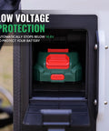 Close-up of battery compartment in 3 Gallon Backpack Sprayer Battery Powered With 18V Compatibility Translucent Tank Seven Nozzles And Adjustable Pressure