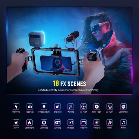 Magnetic RGB Video Light For Cameras, 360 Degree Full Color LED Light With CRI 96 Plus in use for video shooting, BL60C