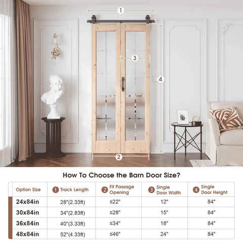 Premium Built To Last Heavy Duty Bi Fold Barn Door With Frosted Glass Cross Design Preassembled 36 By 84 Inches in living room