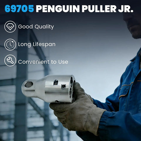 Heavy Duty 4000 Lbs Max Pull Wire Rope Puller Attachment Head shown with stainless steel finish, designed for easy cable management.