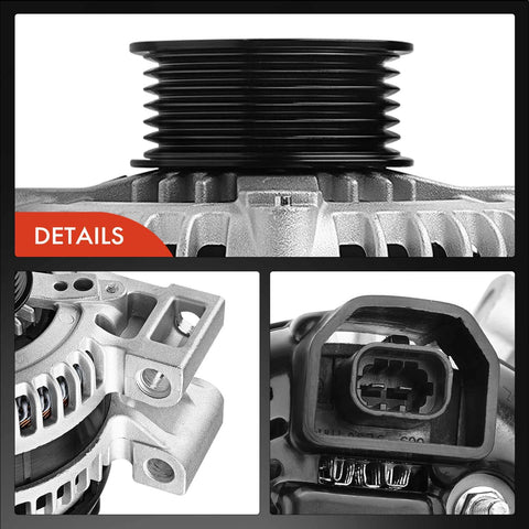 Close-up of a drop-in replacement alternator for Chevrolet Equinox 2008 2009 2013 2017 Malibu 2008 2012