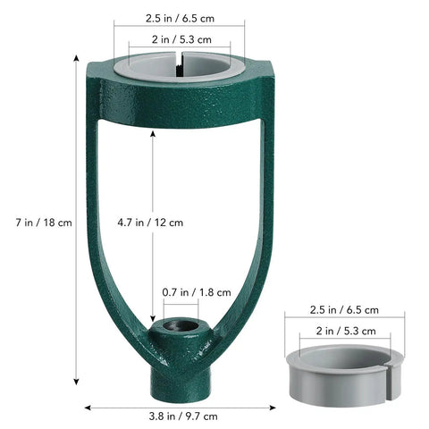 Mortise Drill Bit Adapter 2.09 Inch Sleeve Attachment For Bench Drill Press with green iron construction and dimensions shown