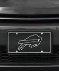 NFL Buffalo Bills Carbon Fiber Metal Auto Tag Paired With Official Vinyl Decals For Your Rig To Flex Big Team Pride And Crisp Die Cut Graphics On Your Daily Cruise on vehicle front