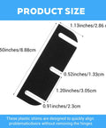 Diagram showing dimensions of black 3.5 inch plastic door hinge shims with measurements for 10 Pack 3.5 Inch Door Hinge Shims For Interior Doors Easy Gap Filler And Alignment Spacers To Fix Air Leaks Sticking Or Misaligned Doors Trimable Hinge Spacers Repair Kit DIY Friendly No Hassle Quick Fix.