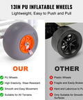 Comparison of 13 inch PU balloon wheels and standard wheels for Heavy Duty Beach Fishing Cart With 300 Lb Load Capacity.