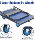 Foldable Push Cart Dolly With 600 Lb Capacity Heavy Duty Platform Truck 360 Degree Swivel Wheels blue steel cart, 5 in wheels