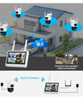 Smooth Operator 6MP Dual Lens Wireless IP Camera For Real Deal Surveillance No Fuss Install Easy Eight Channel NVR Hookup showing wireless camera and monitor setup.