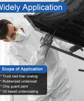 User applying No Nonsense Undercoating Spray Gun Kit With 25 Oz Suction Feed Cup And Stainless Steel Body for truck bed coating.