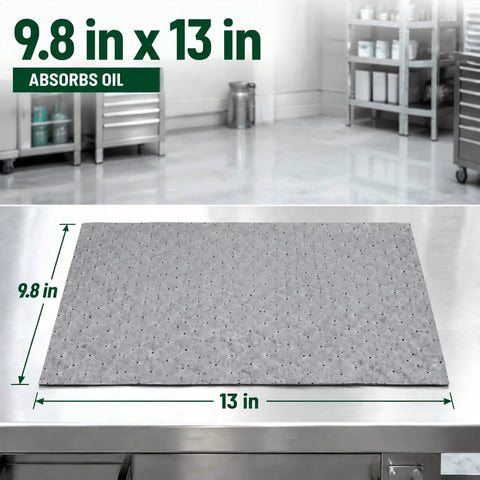 Beast Mode Heavy Duty Oil Absorbent Pads 100 Pack 9.8 X 13 Inch Shop Essential Soak Up Every Drip Fast Wicking Six Layer Polypropylene Absorbs Oil Water Coolant Liquids No Sweat Cleanup Total Lock Grip Garage Staple