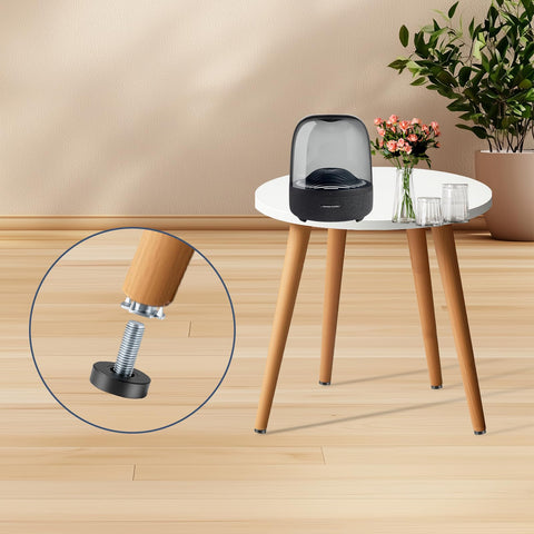 Lenpestia 12 Piece One Quarter Inch Thread Adjustable Furniture Levelers With T Nuts For Table And Chair Legs, Rock Solid Rust Resistant Galvanized Steel And Black PP Base, Easy Height Adjustment From Quarter Inch To Three Quarters Inch