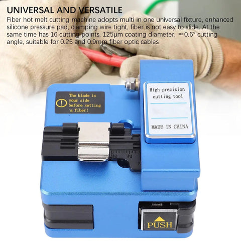 Pro Grade Fiber Optic Cutter With 0.6 Degree Angled Cut, 16 Cutting Points, 125 Micron Coating Diameter, Blue.