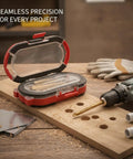 Top Rated 6-Piece Titanium Step Drill Bit Set For Metal Wood And Plastic Serrated Cone Bits To Cut Clean Holes Without Burrs Plus Storage Case Included, open case with bits