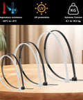 600 Piece Industrial Grade Zip Ties Set Assorted Sizes UL94V2 Certified UV Resistant And Extreme Temperature Ready