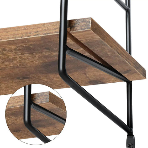 Close-up of Farmhouse Wall Shelf Rustic Floating Shelves 24 Inch with sturdy MDF and steel brackets, no sag display storage.