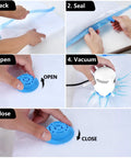 BAMCOO white electric vacuum pump with blue nozzle used to remove air from vacuum storage bags for travel.