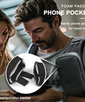 Man using tactical backpack for work and outdoors 40L heavy duty rucksack with MOLLE showing foam padded phone pocket