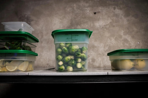 Two Pack 4 Qt Square Food Storage Containers With Green Lids, Microwave Safe And BPA Free, Translucent, Classic Series For Food Prep