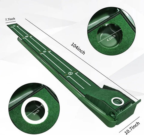Indoor Putting Green Mat With Auto Ball Return For Home And Office Realistic Putt Feel With A 10 To 11 Stimp Speed Practice Mat
