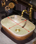 Slick Vintage Rectangular Vessel Sink For Above Counter Vanities, 16 Inch Porcelain Ceramic Wash Basin, 43x30cm size.