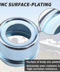 4 Pack 1.98 Inch Trailer Hub Caps With Eight Rubber Plugs And Four Spare Seals Bolted Metal Wheel Bearing Dust Caps, zinc-plated close-up