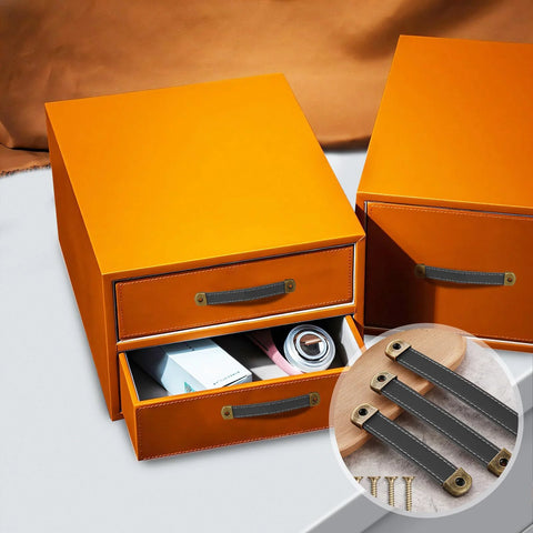Leather Drawer Pulls Set Of 3 Pieces With Mounting Screws For Cabinets Luggage Handles And Trunk Replacement Modern Leather Knobs
