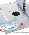 Heavy Duty Router Table Insert Aluminum Flip Plate With Adjustable Miter Guide Rail And Crisp Scale Markings for easy angle adjustments.
