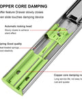 Close-up view of Soft Close Drawer Slides With Beefy Full Extension And Quiet Ball Bearing Rails Damping Thickened Guide highlighting damping mechanism.