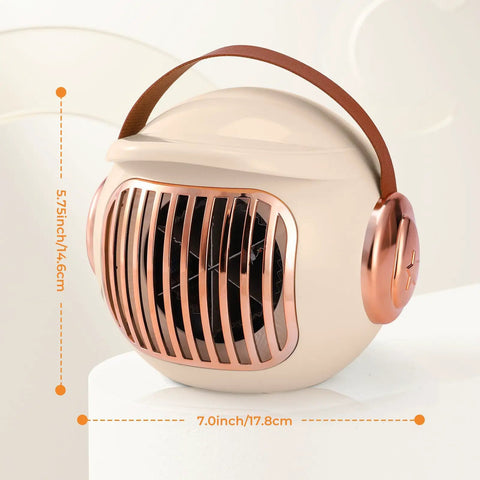 Compact Desk Heater For Office And Home Personal 500W PTC Ceramic Space Heater, cream body with rose gold accents, side view