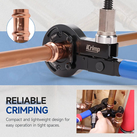 Copper Pipe Crimping Tool With Cutter For One Half Inch Three Quarter Inch And One Inch Copper Tubing ProPress Adapts