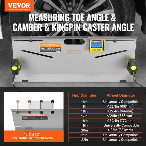 Wheel Alignment Tool 2 Pack Toe Plates With Camber Caster Toe Gauge 0.1 Degree Accuracy and display screen in use