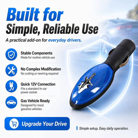 Fuel Saver 2 Pack for Cars and Trucks 2026 Upgrade Fuel Sync Device Gas Saver to Cut Fuel Use by Ten to Thirty Percent Plug and Play Inline Monitor Easy Install Auto Fuel Economy Booster for Car or Truck product image with details and features shown.