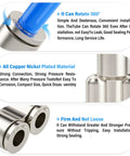 Push In Heavy Duty Pneumatic Fittings Tee And Straight Union Set One Quarter Inch OD Copper Nickel Plated Y Style