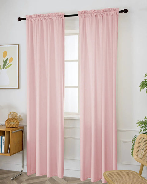 Pink Velvet Curtains Set Of 2 Panels 52 By 84 Inches Rod Pocket Thermal Insulated Light Filtering Privacy Drapes In Living Room