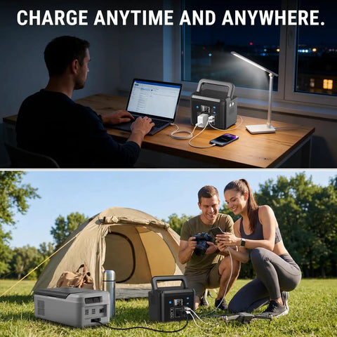Compact 200W Portable Power Station with 192Wh LiFePO4 battery in use indoors and outdoors, ideal for camping and emergencies.