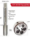 5/8-18 UNF Tap and Die Set HSS Beefed Up Right Hand Thread Tap and Round Die