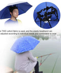 Raindrops Purple Umbrella Hat With Adjustable Fit For Outdoor Vibes, Sun Protection Cap shown worn fishing with elastic headband.