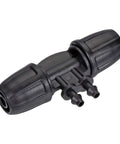 Drip Irrigation Barbed Tee 4-Way Fitting 8mm To 4mm ID Tubing For Garden Farm Greenhouse Sprinkler System, black, close-up view