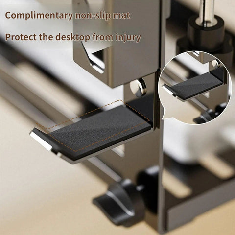 Chill Out The Cord Mess With This Heavy Duty Under Desk Cable Organizer showing complimentary non-slip mat for desktop protection.