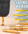 10 Pc HSS 6542 Screw Extractor Remover Kit shown with drill and comparison chart on wood surface