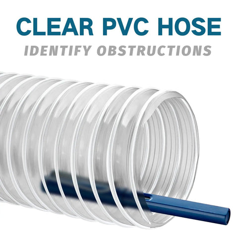 Heavy Duty Clear PVC Dust Collection Hose 2.5 Inch By 20 Foot Puncture Resistant With Carbon Steel Wire Coil, close-up view
