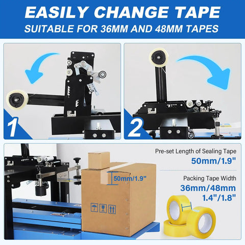 Fully Automatic Carton Sealer for Fast Warehouse Packing And Shipping, 110V Multi Function Tape Dispenser, high speed box sealer with 36mm/48mm tape