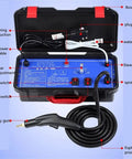 SdDpulse Professional Handheld Steam Cleaner Delivers High Temp Continuous Steam For Heavy Duty Dirt With Tankless Design showing control panel with spray gun and accessories.