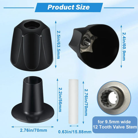 Matte Black Metal Shower Knob Set 3 Piece Replacement for Verve Tub and Shower Handle Hot Cold Diverter Knob sizes shown