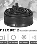 Coiled butyl rubber bike tube for 18 x 1.75 to 2.125 tires, AV 32mm Schrader valve, part of 18 Inch Bike Tire And Tube Replacement Set